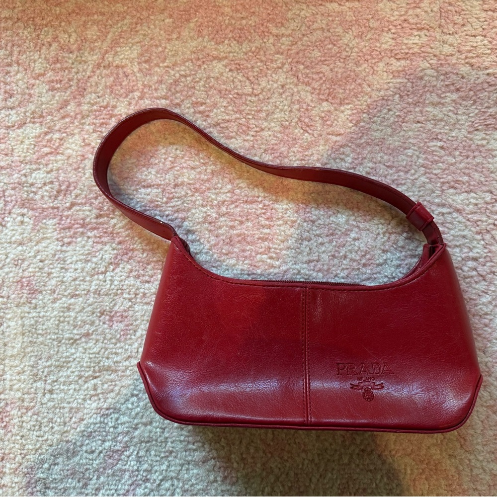 Red Leather Shoulder Bag with Hobo Design
